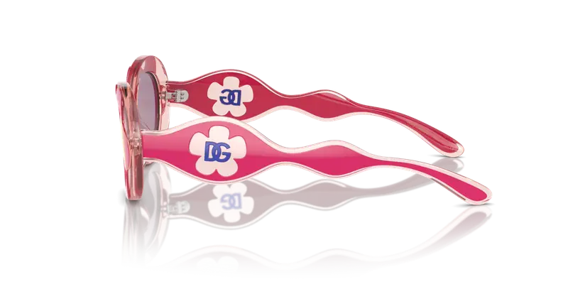 Dolce & Gabbana Bambino DX6005 30981T Occhiali da sole Iniettato Rosa Rosa Rotonda Specchiate miniatura 3