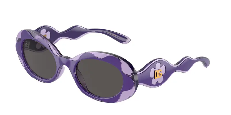 Dolce & Gabbana Bambino DX6005  333587 Occhiali da sole Iniettato Viola Grigio Rotonda Normale