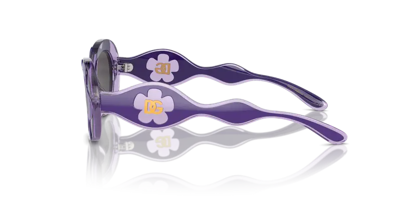 Dolce & Gabbana Bambino DX6005 333587 Occhiali da sole Iniettato Viola Grigio Rotonda Normale miniatura 3