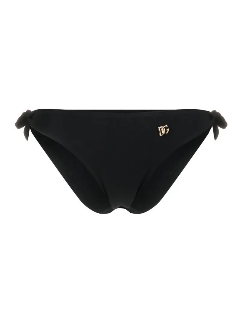 Black Bikini Bottoms With Logo Plaque Nero