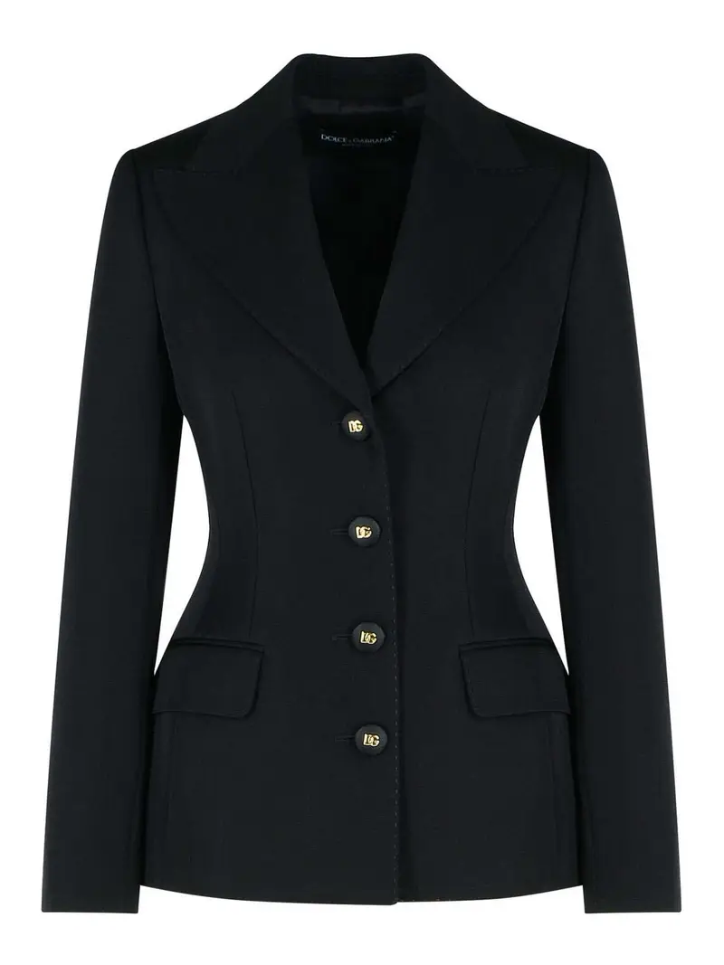 Blazer di lana vergine nera Nero