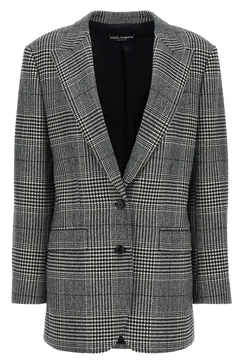 Blazer Pied De Poule Bianco