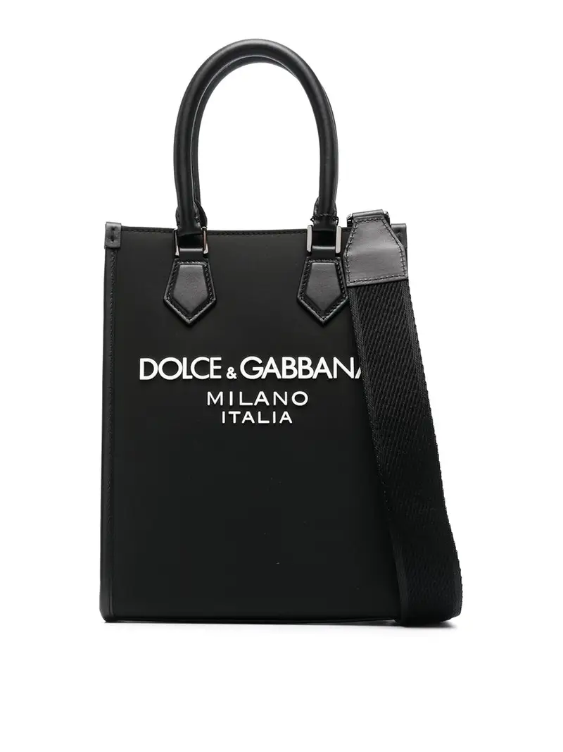 Borsa in pelle con logo frontale Nero