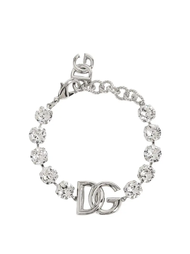Bracciale Con Strass E Logo Argento