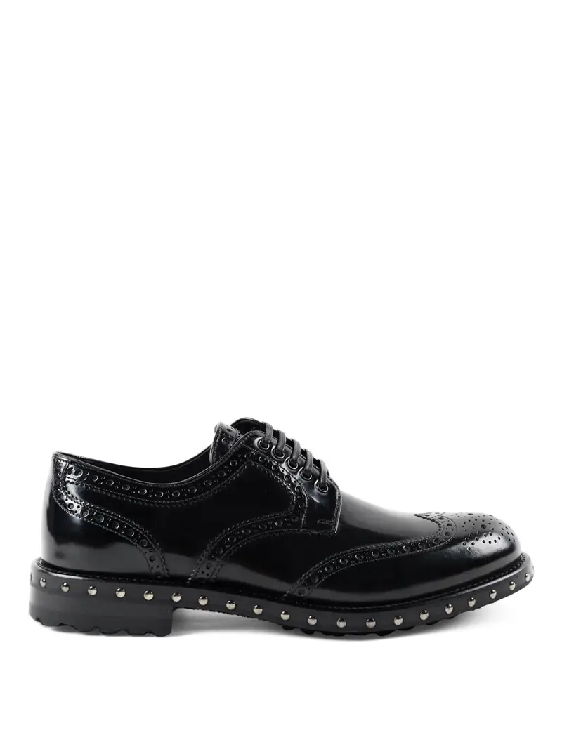 Brogue in pelle con borchiette Nero