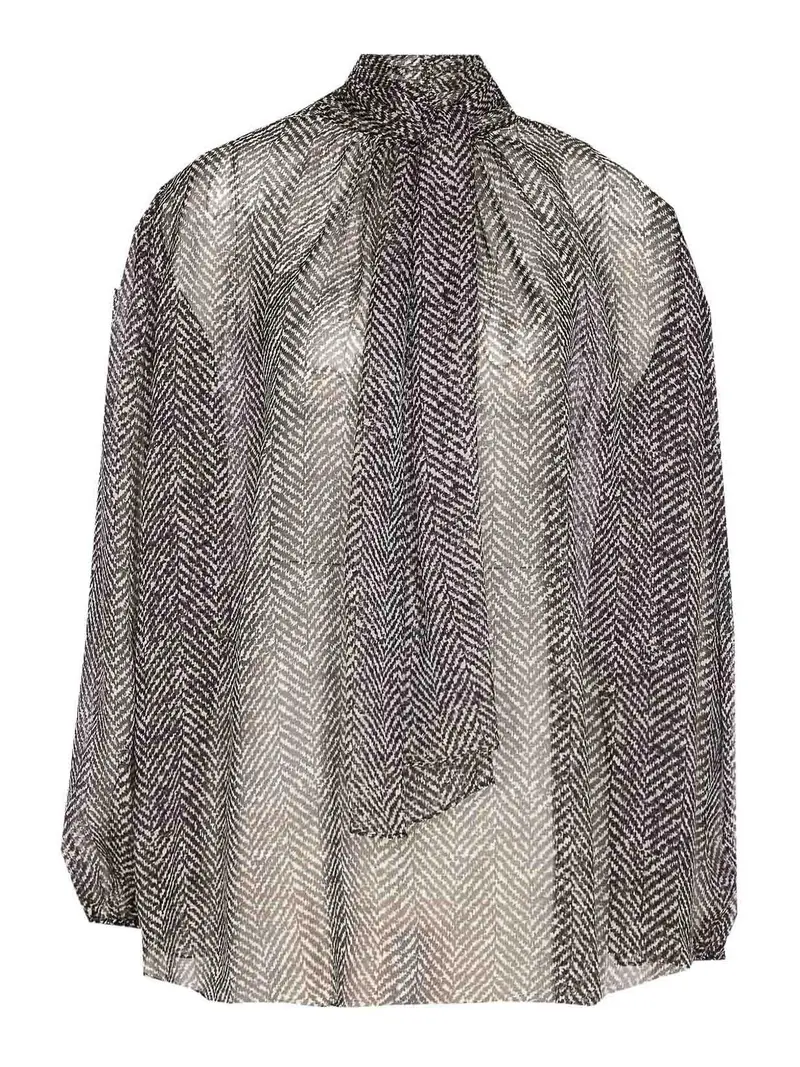 Camicetta di chiffon di seta Nero