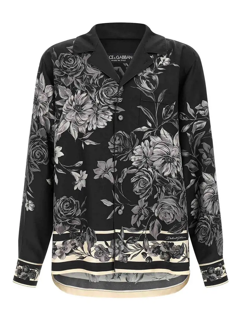Camicia Bouquet Fiori Nero