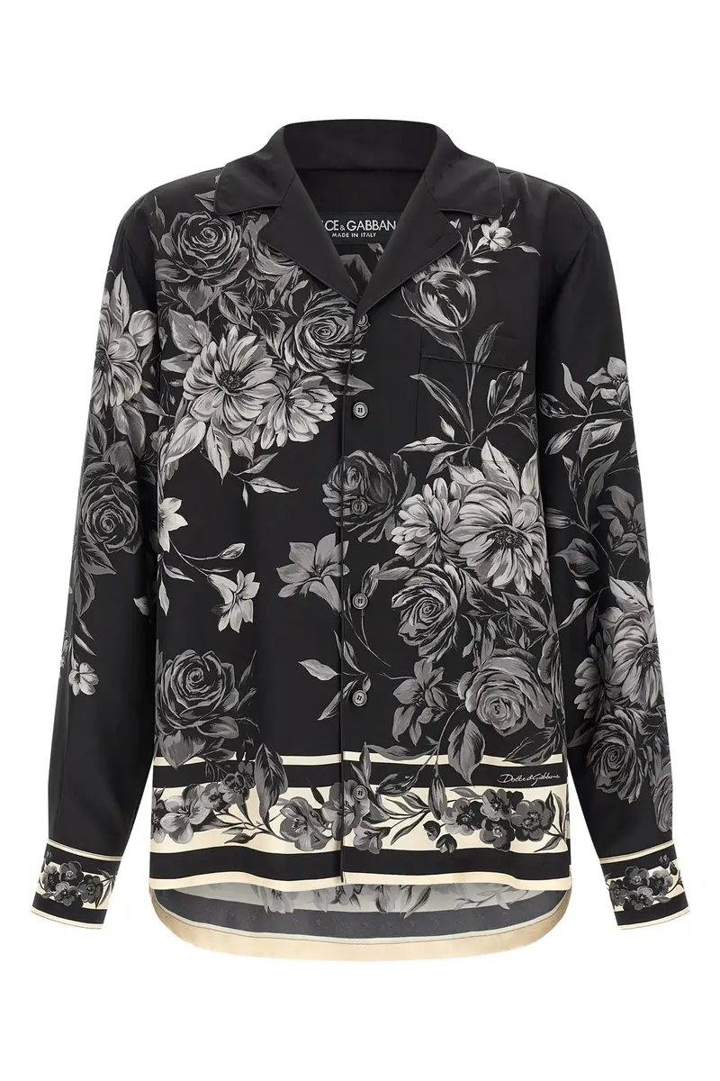 Camicia Bouquet Fiori Nero