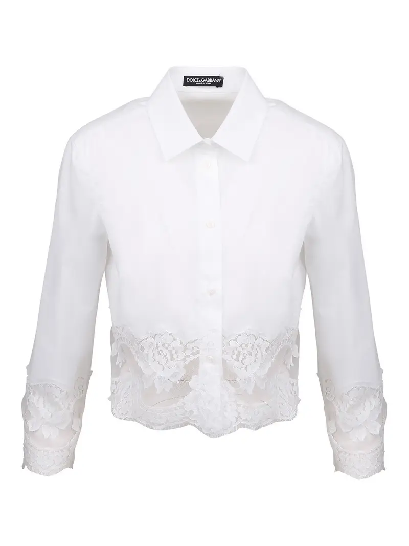 Camicia con inserti in pizzo Bianco