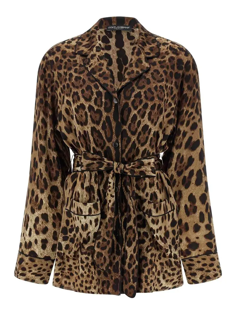 Camicia del pigiama Leopardo Marrone