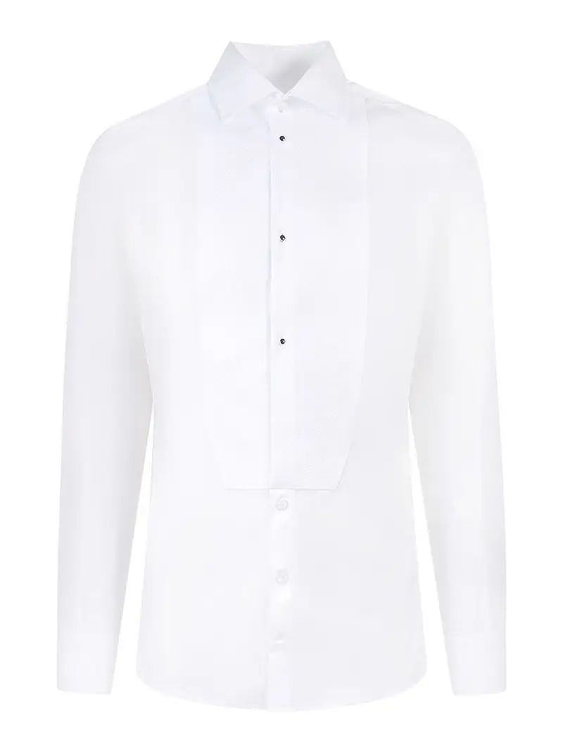 Camicia in cotone con plastron frontale Bianco