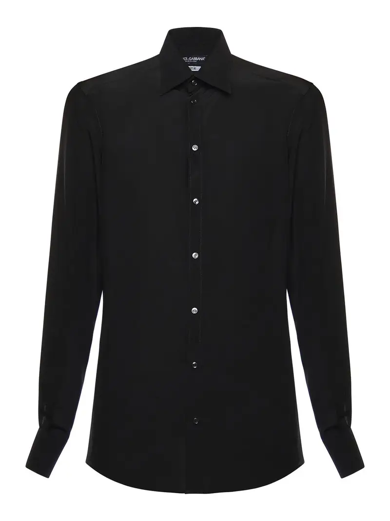 Camicia In Crepe De Chine Di Seta Nero