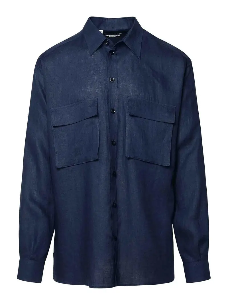Camicia in lino blu