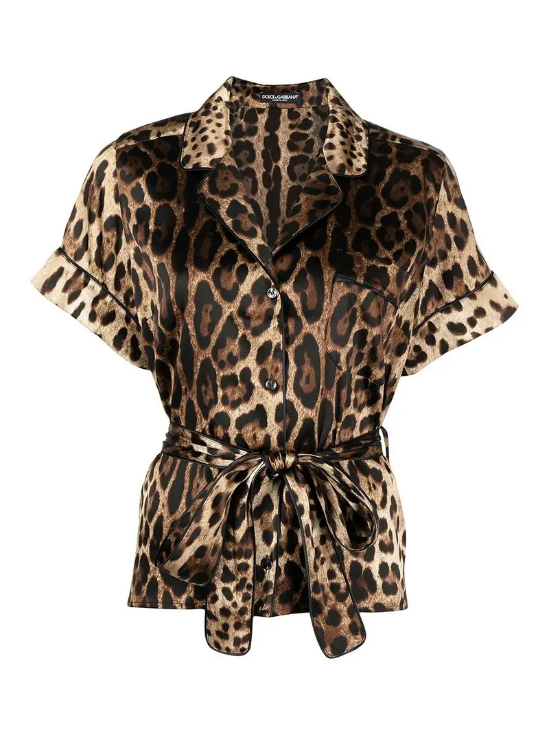 Camicia in misto seta con stampa leopardata Animalier