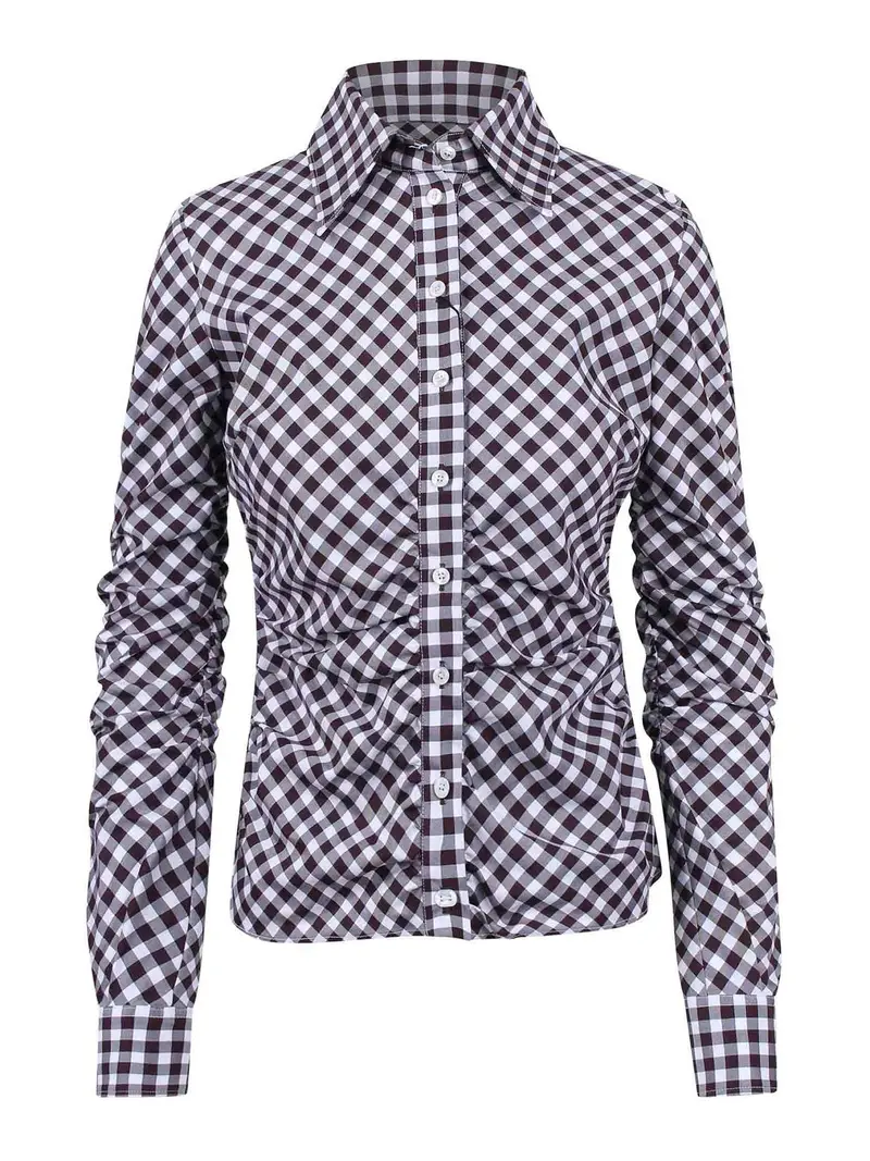 Camicia In Twill Di Cotone Check Multicolore