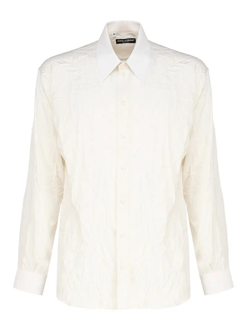Camicia oversize in charmeuse di seta stretch Bianco