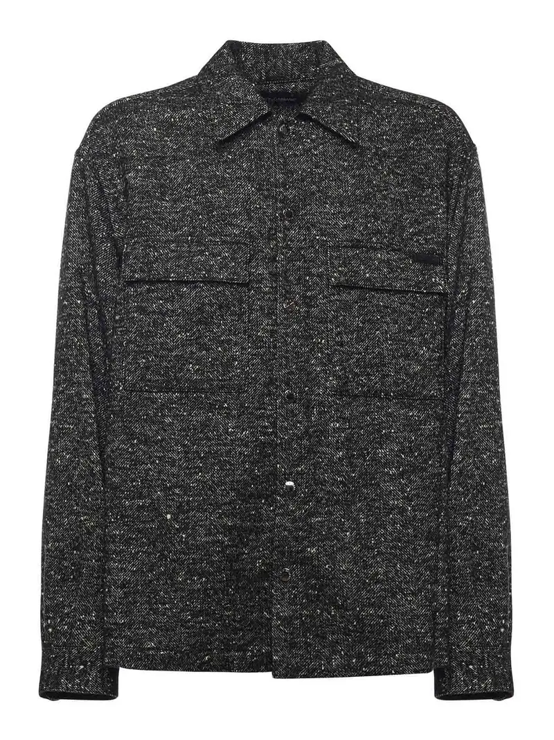 Camicia oversize in misto lana Multicolore