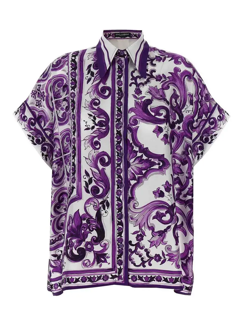 Camicia stampata maiolica Viola