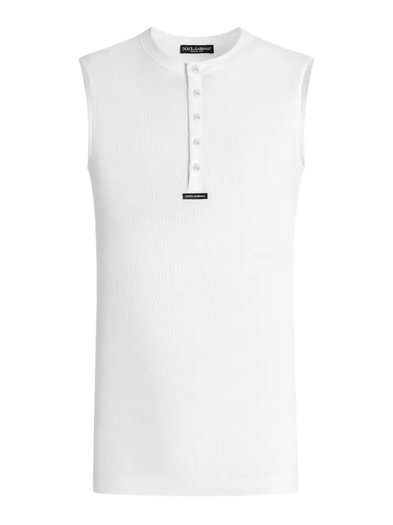 Canotta Con Bottoni Bianco