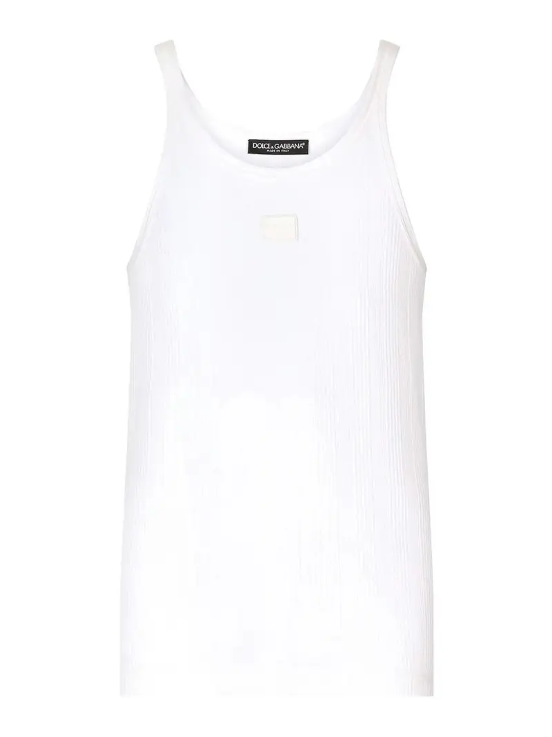 Canotta con placca con logo Bianco