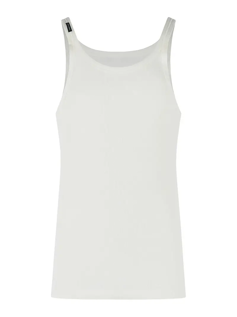 Canotta in cotone avorio Bianco