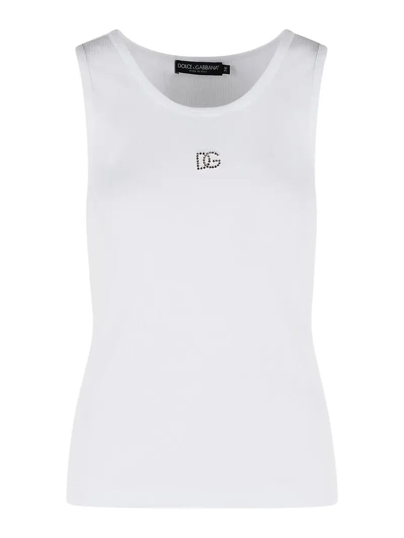 Canotta in tessuto misto vetro bianco