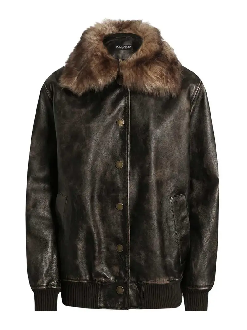 Capispalla in pelle Marrone