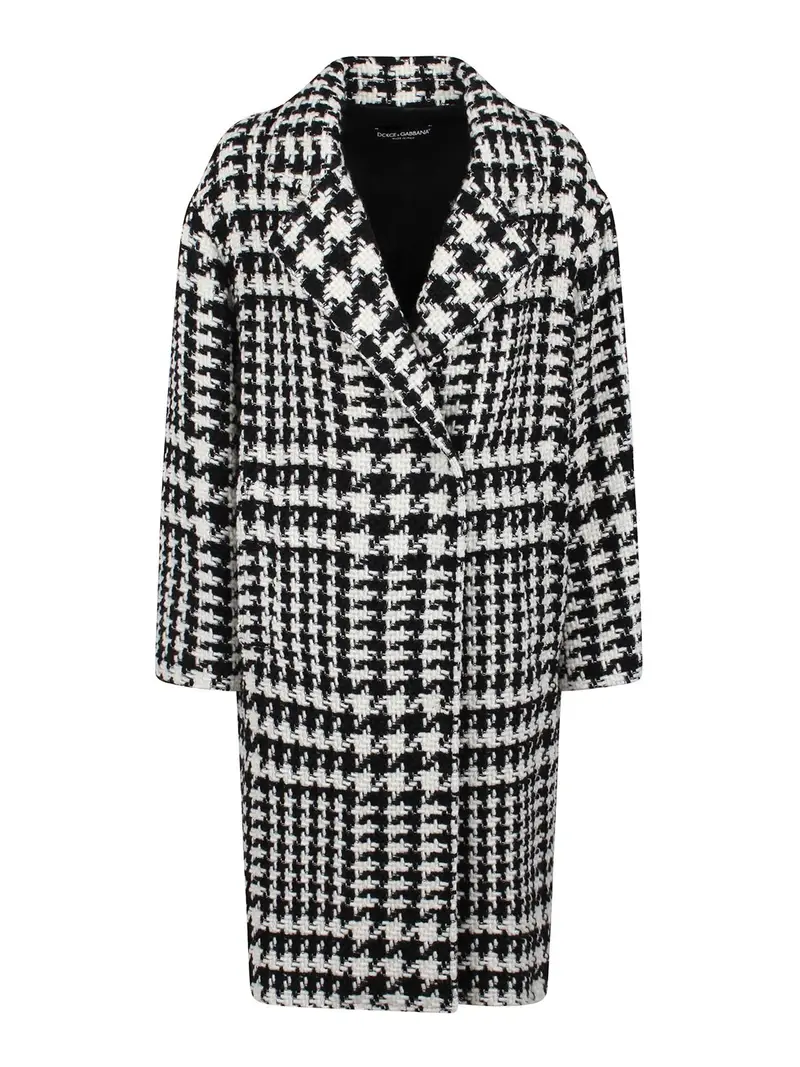 Cappotto Con Motivo Pied-De-Poule Multicolore