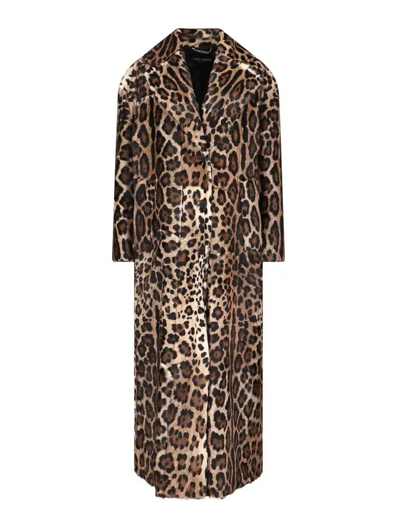 Cappotto Doppiopetto In Pelle Di Capra Multicolore