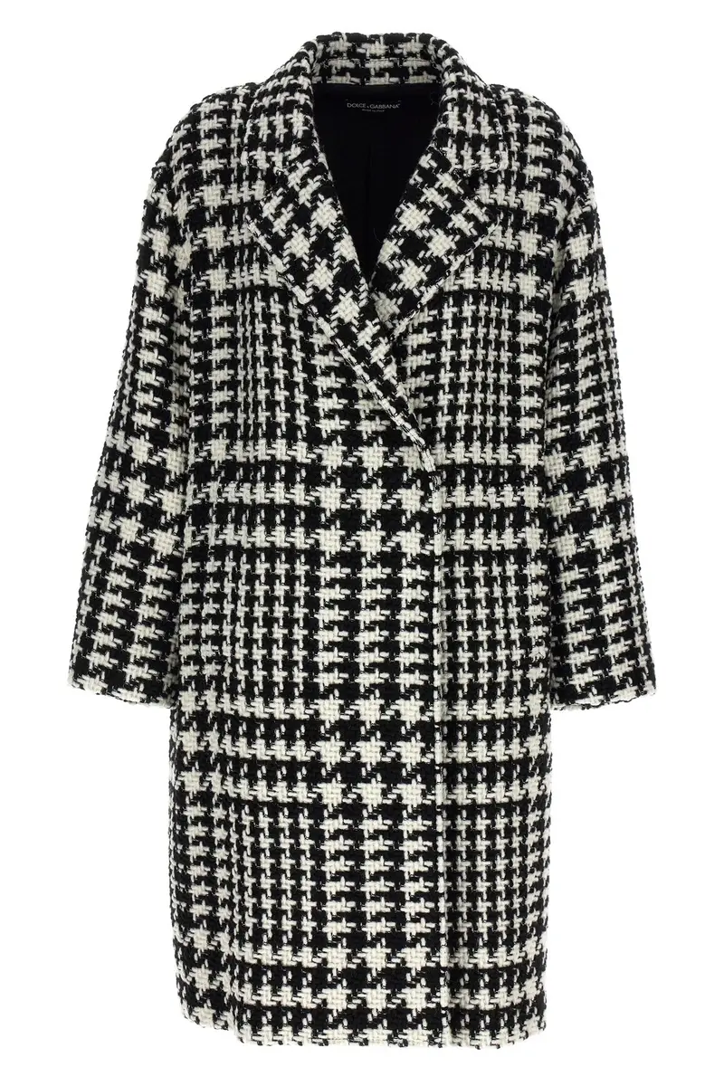 Cappotto Pied De Poule Bianco