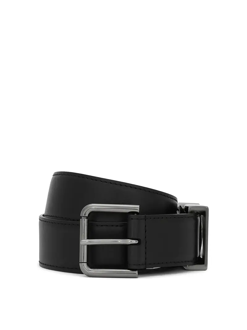 Cintura in pelle con logo Nero