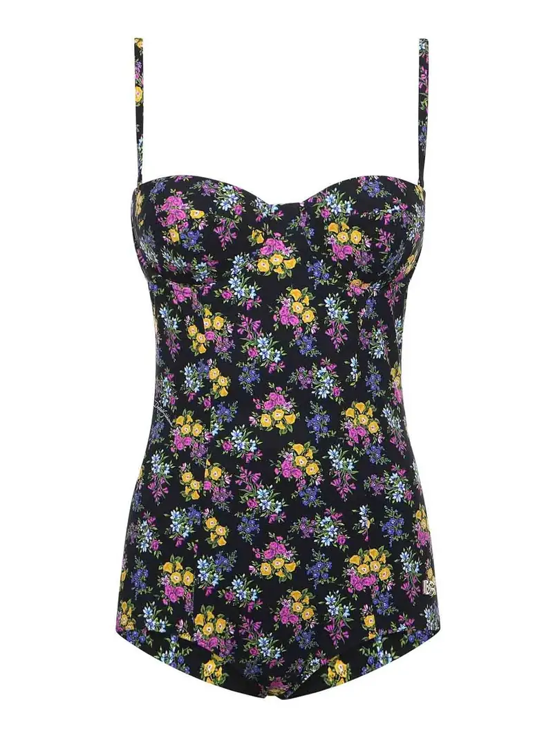 Costume Intero A Balconcino Con Stampa Multicolore