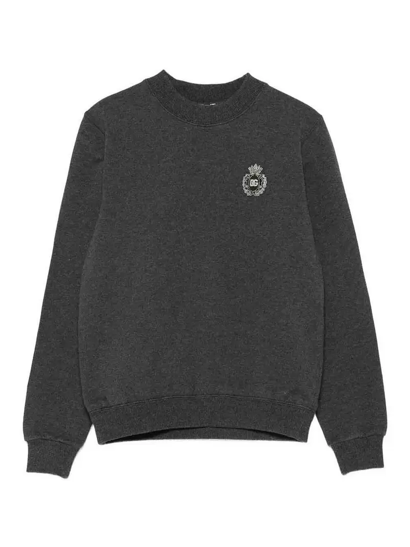 Crest Patch Crewneck Sweatshirt Grigio