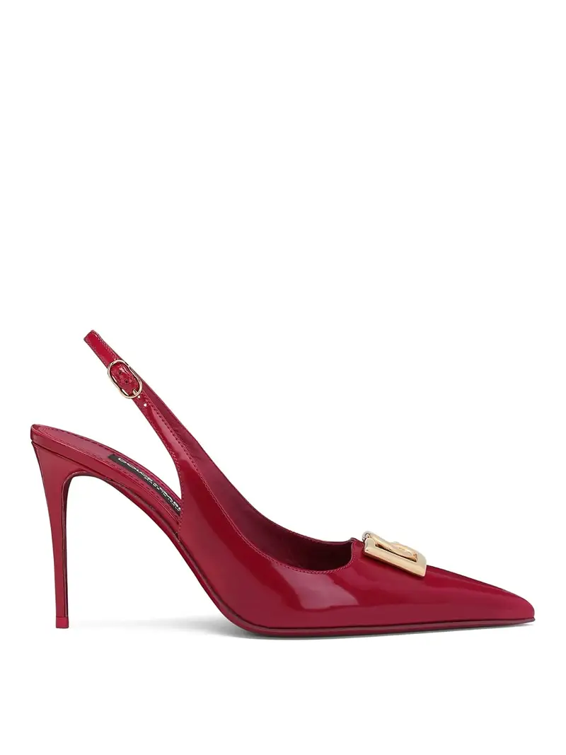 Décolletté slingback in pelle Rosso