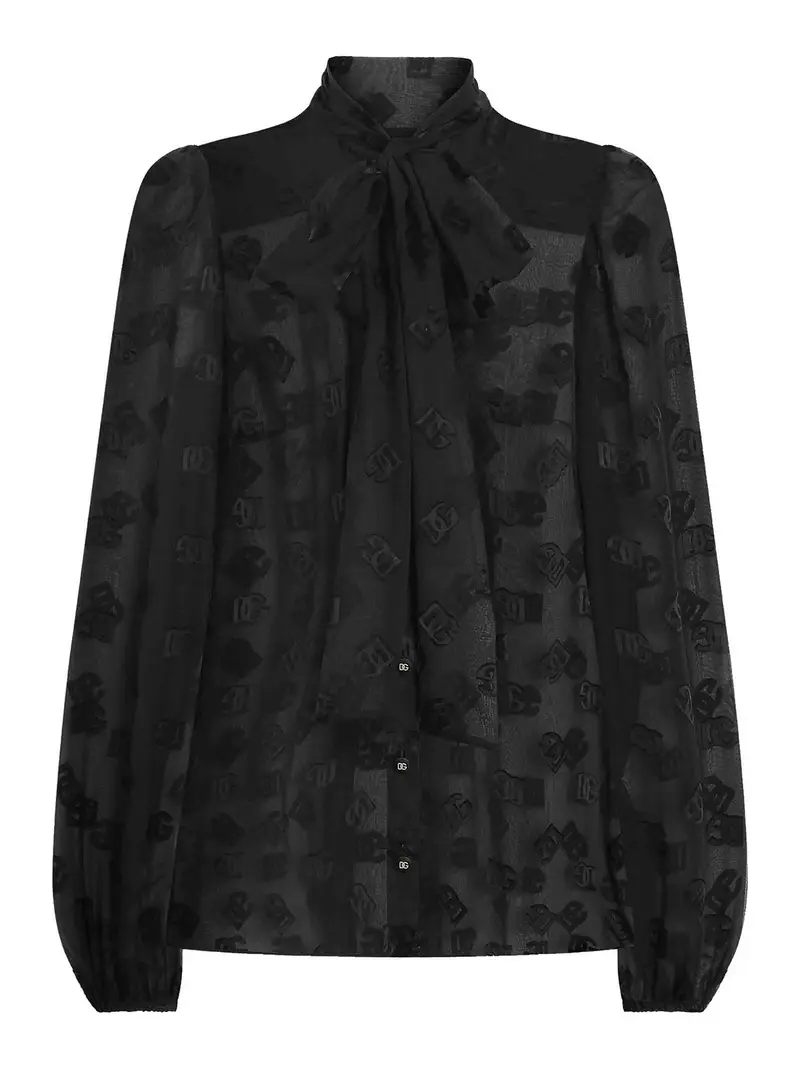 Dg-Logo Silk Blouse Nero