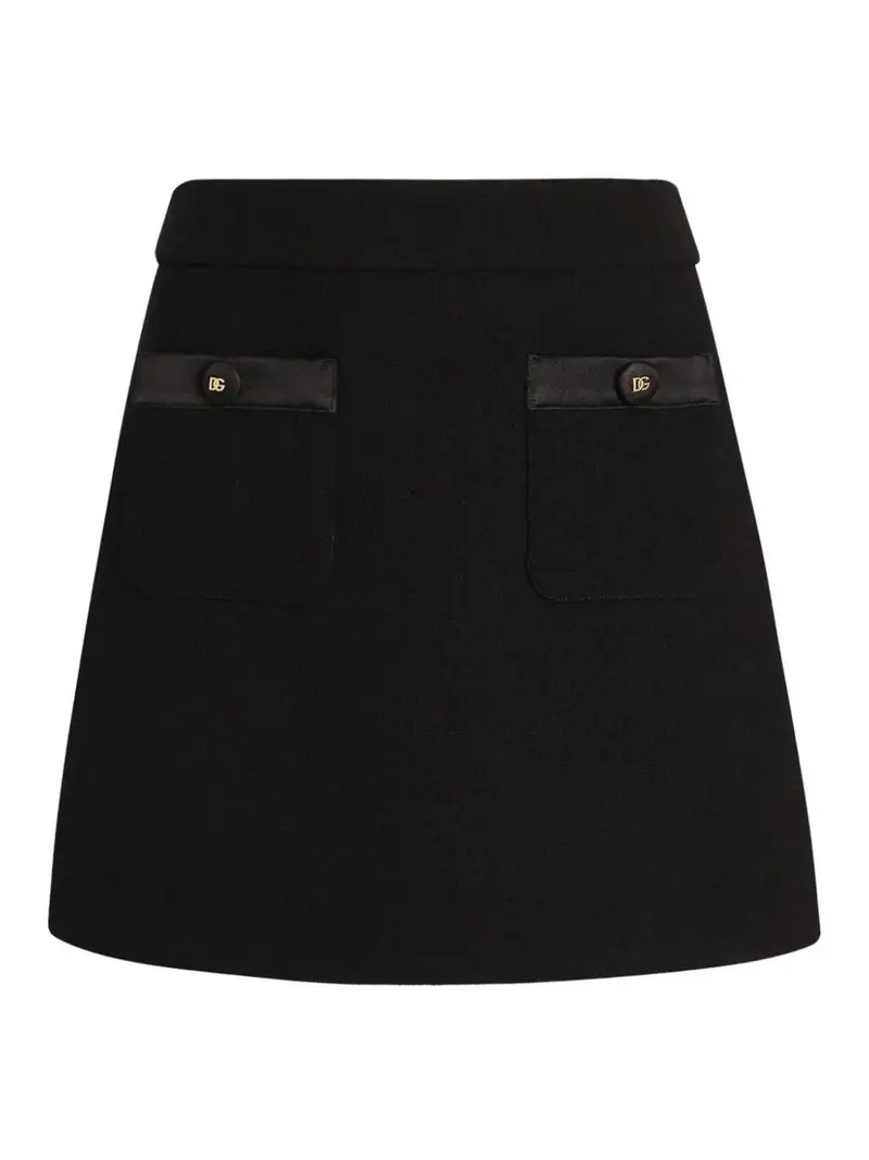 Dolce &Amp Gabbana Wool Crpe Mini Skirt Nero