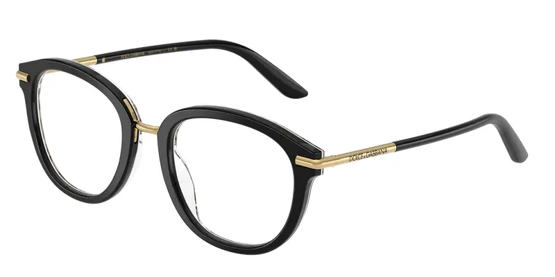 Dolce & Gabbana Donna DG3410 3299 Montature da vista Acetato Nero Trasparente Pantos Normale