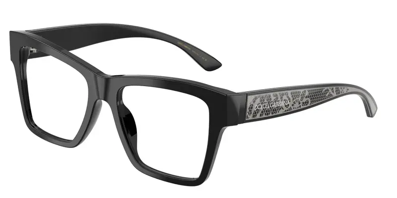 Dolce & Gabbana Donna DG3411 501 Montature da vista Acetato Nero Trasparente Squadrata Normale