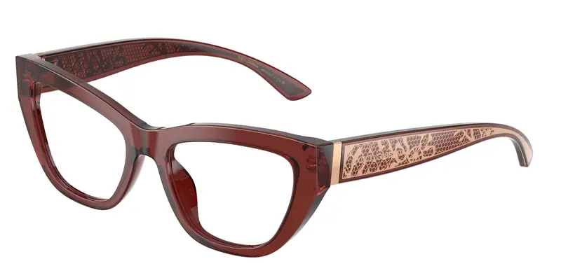 Dolce & Gabbana Donna DG3412 3045 Montature da vista Acetato Rosso Trasparente Cat Eye Normale