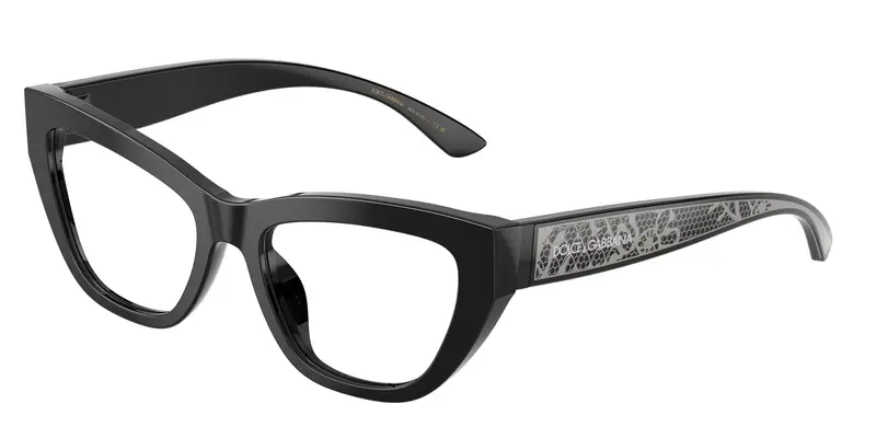 Dolce & Gabbana Donna DG3412  501 Montature da vista Acetato Nero Trasparente Cat Eye Normale