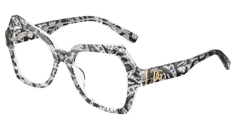 Donna DG3429 3287 Montature da vista Acetato Nero Trasparente Farfalla Normale