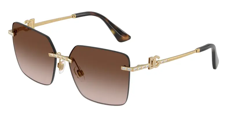 Donna Dolce & Gabbana DG2332B 02/13 Occhiali da sole Metallo Oro Marrone Squadrata Normale Sfumato