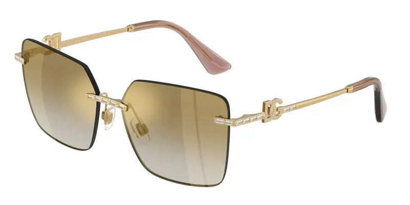 Donna Dolce & Gabbana DG2332B 02/6E Occhiali da sole Metallo Oro Marrone Squadrata Normale