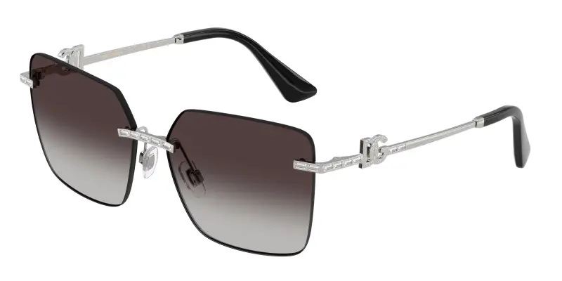 Donna Dolce & Gabbana DG2332B 05/8G Occhiali da sole Metallo Argento Grigio Squadrata Normale Sfumato