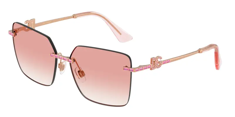 Donna Dolce & Gabbana DG2332B 12988D Occhiali da sole Metallo Oro Rosa Squadrata Normale Sfumato