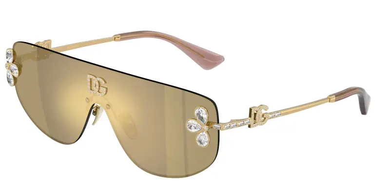 Donna Dolce & Gabbana DG2333B 02/03 Occhiali da sole Metallo Oro Giallo Squadrata Normale