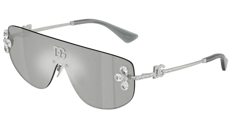 Donna Dolce & Gabbana DG2333B 05/8V Occhiali da sole Metallo Argento Grigio Squadrata Specchiate