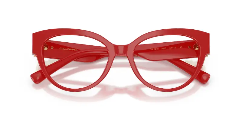 Donna Dolce & Gabbana DG3440 3088 Montature da vista Acetato Rosso Trasparente Cat Eye Normale miniatura 2
