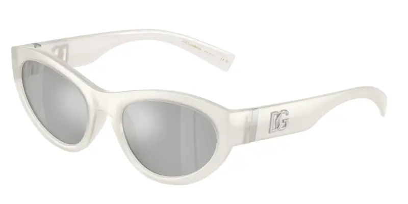 Donna Dolce & Gabbana DG6207 30398V Occhiali da sole Iniettato Bianco Grigio Cat Eye Specchiate