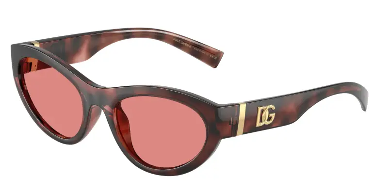 Donna Dolce & Gabbana DG6207 347684 Occhiali da sole Iniettato Tartaruga Rosa Cat Eye Normale